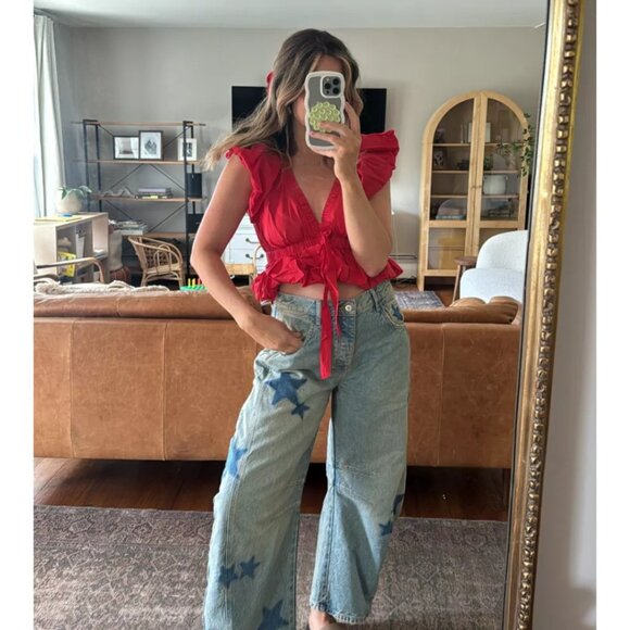 Free People Tops - Free People Bring The Bubble Top in Red